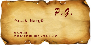 Petik Gergő névjegykártya