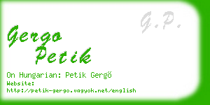 gergo petik business card